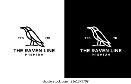 simple line raven logo in black white logo