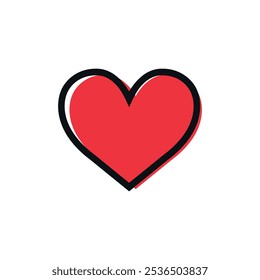 Línea simple icono de corazón rojo aislado sobre fondo blanco. Ilustración vectorial