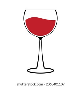 Simple Line Red Wine Glass Cartoon Vector Sign And Symbol Design