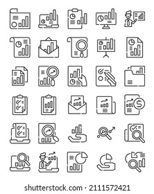simple line report analysis document icon vector illustration