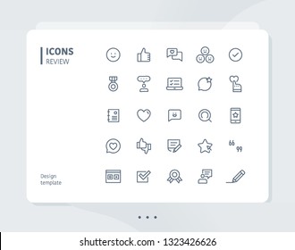 Simple line review icon set. flat design style minimal vector illustration
