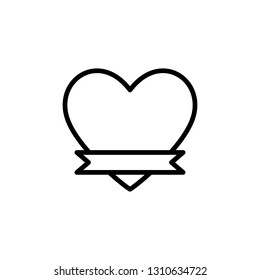 Simple Line Ribbon Heart Banner. Can use for icon or logo