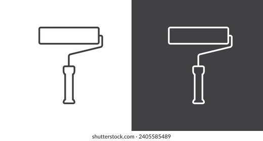 Simple line of roller brush icon. Paint tools icon vector illustration.