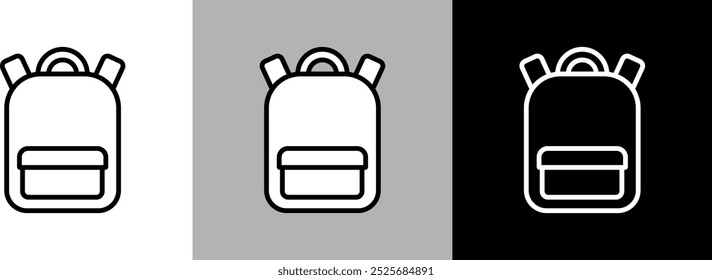 Simple line rucksack vector icon.