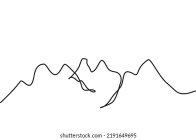 Simple Line Of Rugged Rocky Mountain Peak. Vector Illustration Of Rugged Rocky Mountains For Icon, Symbol, Logo, Emblem, Poster. Premium Icon Of Single Line For Adventure, Camping, Picnic And Travel.