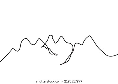 Simple Line Of Rugged Rocky Mountain Peak. Vector Illustration Of Rugged Rocky Mountains For Symbol, Icon, Logo, Emblem, Poster. Premium Icon Of Single Line For Adventure, Camping, Picnic And Travel.