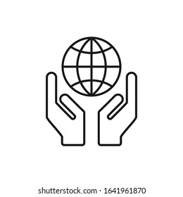 Simple line safe the world icon design vector template