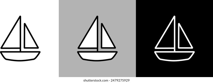 Simple line sailing boat vector icon.