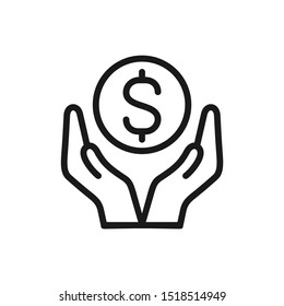 Simple line savings money with two hands icon design vector