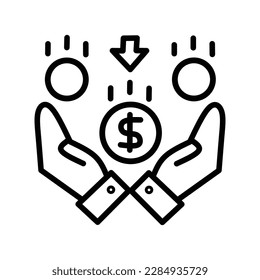 Simple line savings money with two hands icon design vector on white background
