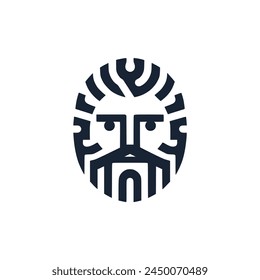 simple line scandinavian man face logo vector illustration template design