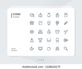 Simple line school icon set. flat design style minimal vector illustration