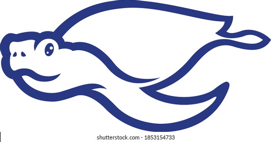 Simple Line of Sea Turtle Swimming