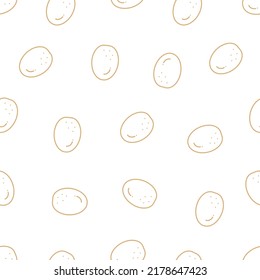 Simple line seamless pattern with potato. Potato background.