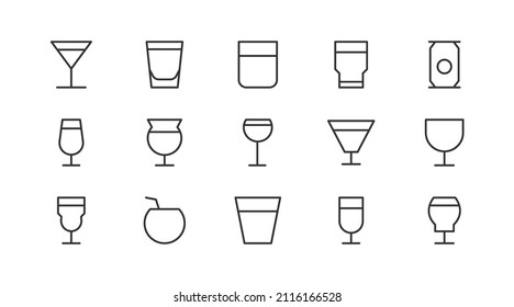 Simple line set of beverage  icons. Premium quality objects. Vector signs isolated on a white background. Pack of beverage  pictograms.