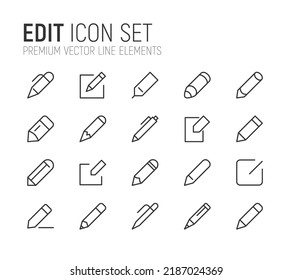 Simple line set of edit icons. Premium quality objects. Vector signs isolated on a white background. Pack of edit pictograms.