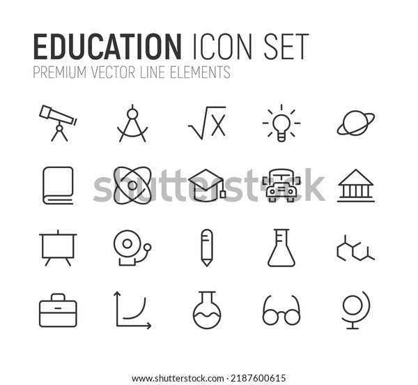 Simple line set of education icons. Premium\
quality objects. Vector signs isolated on a white background. Pack\
of education\
pictograms.