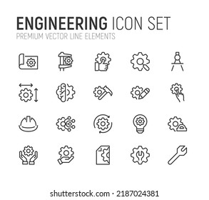 Simple Line Set Engineering Icons Premium Stock Vector (Royalty Free ...