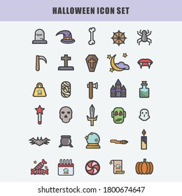 simple line set of halloween icon set