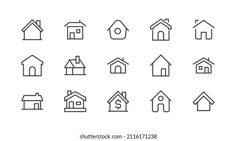 Simple line set of home  icons. Premium quality objects. Vector signs isolated on a white background. Pack of home  pictograms.