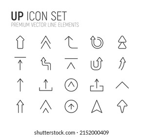 Simple line set of up icons. Premium quality objects. Vector signs isolated on a white background. Pack of up pictograms.