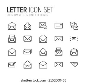 Simple line set of letter icons. Premium quality objects. Vector signs isolated on a white background. Pack of letter pictograms.