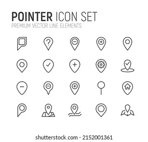 Simple line set of pointer icons. Premium quality objects. Vector signs isolated on a white background. Pack of pointer pictograms.