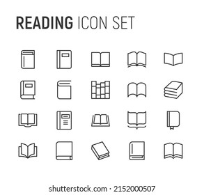 Simple line set of reading icons. Premium quality objects. Vector signs isolated on a white background. Pack of reading pictograms.