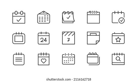 Simple line set of schedule  icons. Premium quality objects. Vector signs isolated on a white background. Pack of schedule  pictograms.