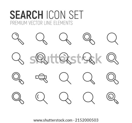 Simple line set of search icons. Premium quality objects. Vector signs isolated on a white background. Pack of search pictograms.