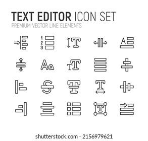 Simple line set of text editor icons. Premium quality objects. Vector signs isolated on a white background. Pack of text editor pictograms.