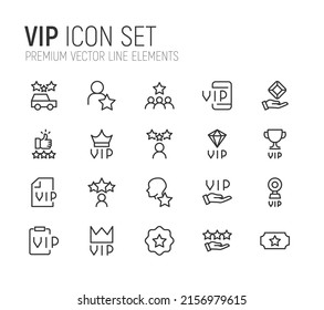 Simple line set of vip icons. Premium quality objects. Vector signs isolated on a white background. Pack of vip pictograms.