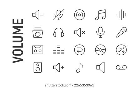 Conjunto simple de líneas de iconos de volumen. Objetos de primera calidad. Señales vectoriales aisladas en un fondo blanco. Envase de pictogramas de volumen.