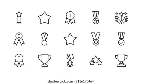 Simple line set of winner  icons. Premium quality objects. Vector signs isolated on a white background. Pack of winner  pictograms.