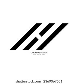 Simple line shape letter H with negative space creative monogram logo design concept