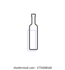 Forma de línea simple del frasco de vodka. Una figura de contorno de una botella, la segunda bebida. Símbolo de contorno de color oscuro. Signo gris líquido. Ilustración plana aislada sobre fondo blanco. Vector.
