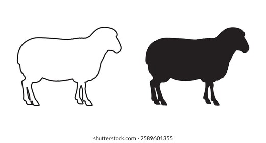 Simple Line Sheep Outline - Minimalist Sheep Vector for Logos
