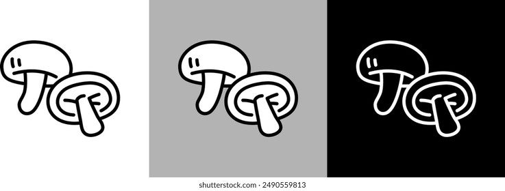 Simple line Shiitake mushroom vector icon.