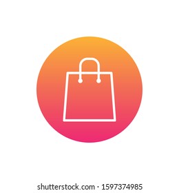 Simple line shopping bag icon design vector with gradient rounded background