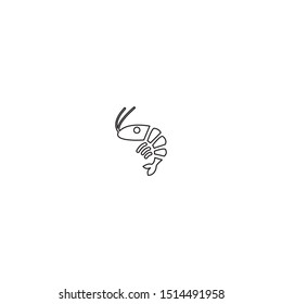 simple line shrimp logo icon design