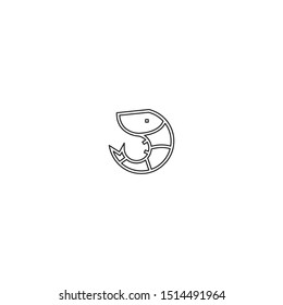 simple line shrimp logo icon design
