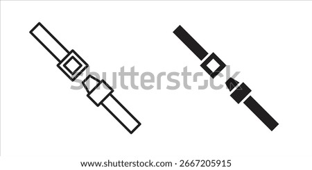 Simple line and solid seatbelt icons isolated on white. Perfect for safety, transportation, or automotive designs.