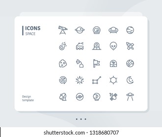 Simple line space icon set. flat design style minimal vector illustration