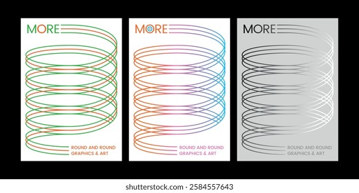 Simple line spin round and round cover graphic design twirl bold line springs colorful modern minimal style gradient poster flyer printing layout circle curve