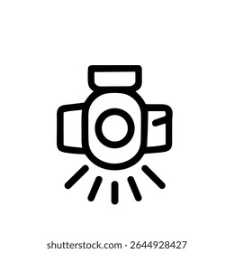 Linha simples holofote lâmpada iluminação equipamento único ícone design