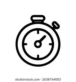 Simple Line Stopwatch Outline with Minute and Second Hands Clock Icon