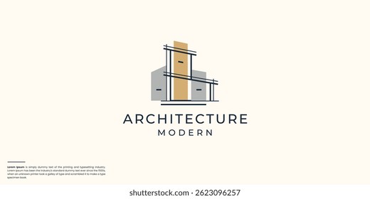 simple line style architect logo modern building design.