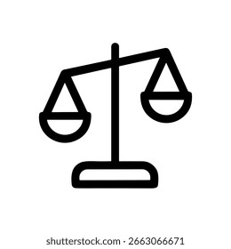 Icono de forma de símbolo de justicia de escala de equilibrio de estilo de línea simple