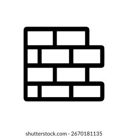 Icono de seguridad y protección de construcción de pared de ladrillo de estilo de línea simple