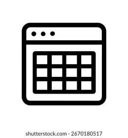 Simple Line Style Calendar Grid Schedule Event Organizer Symbol Icon